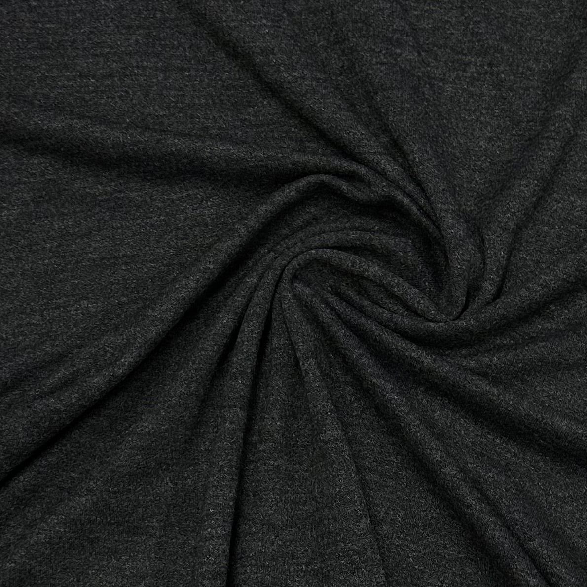 Deep Charcoal Merino Wool Blend Jersey Fabric 200gsm