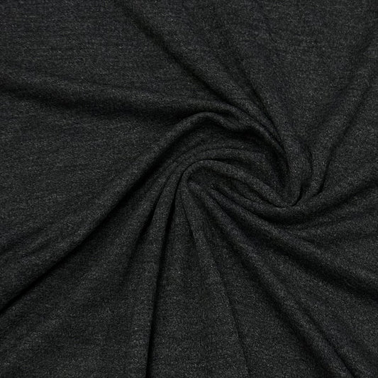 Deep Charcoal 100% Merino Wool Jersey Fabric 200gsm