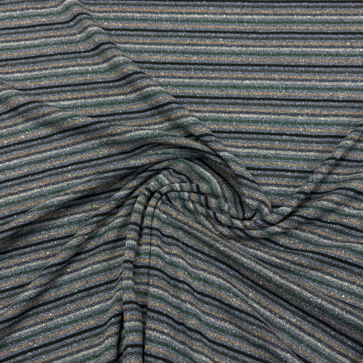 Shades of Blue Stripe Merino Wool Silk Jersey Fabric