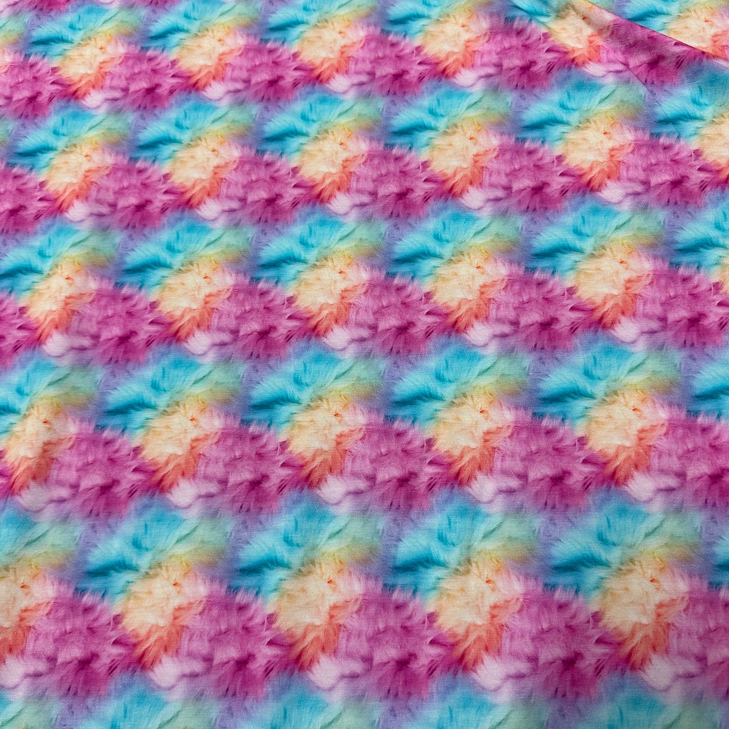 Pastel Rainbow Fur on Bamboo/Spandex Jersey Fabric