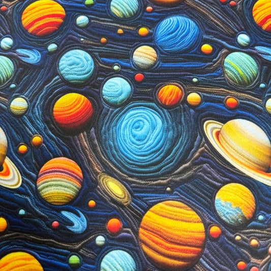 Embroidered Planets 1 mil PUL Fabric - Made in the USA