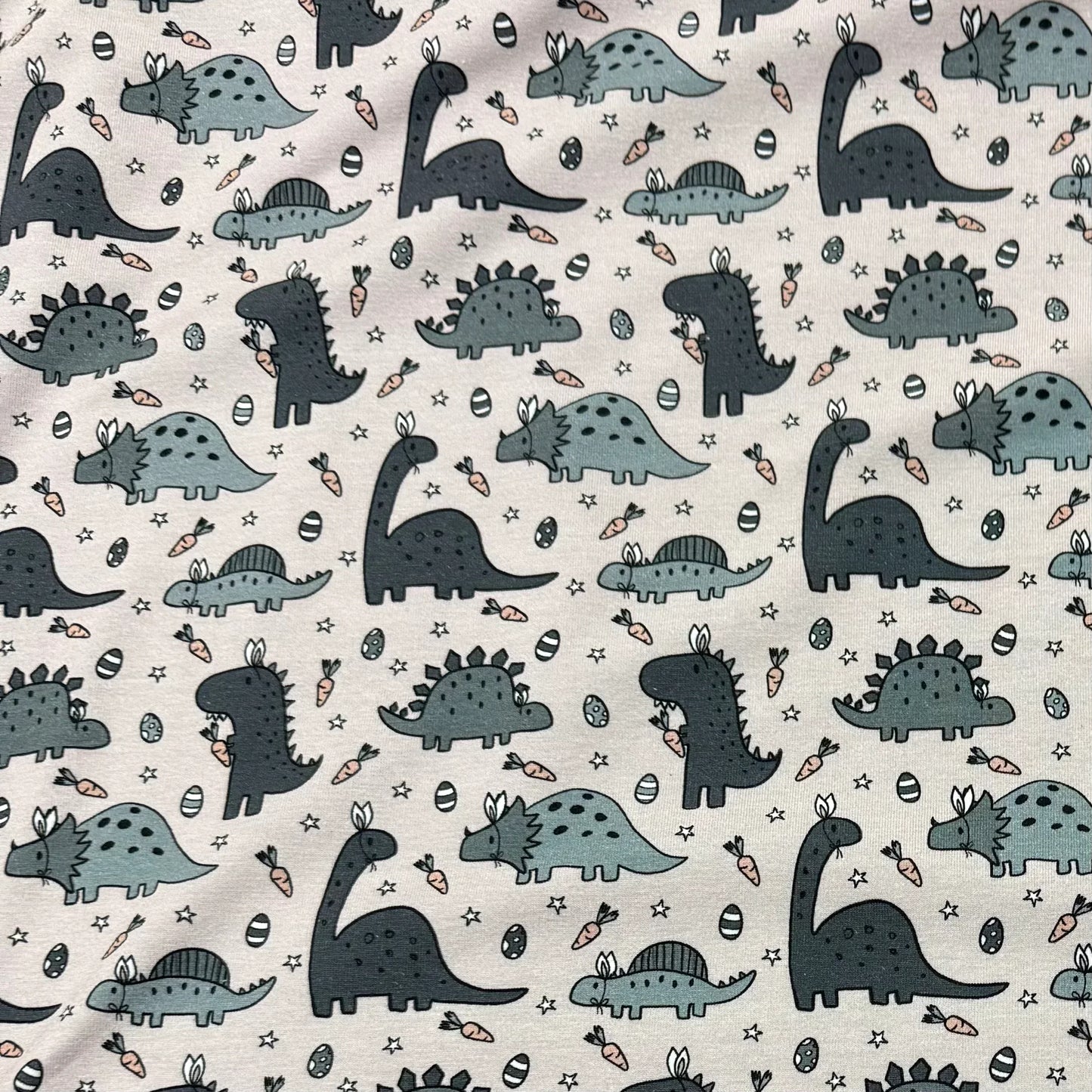 Easter Dinosaurs on Bamboo/Spandex Jersey Fabric