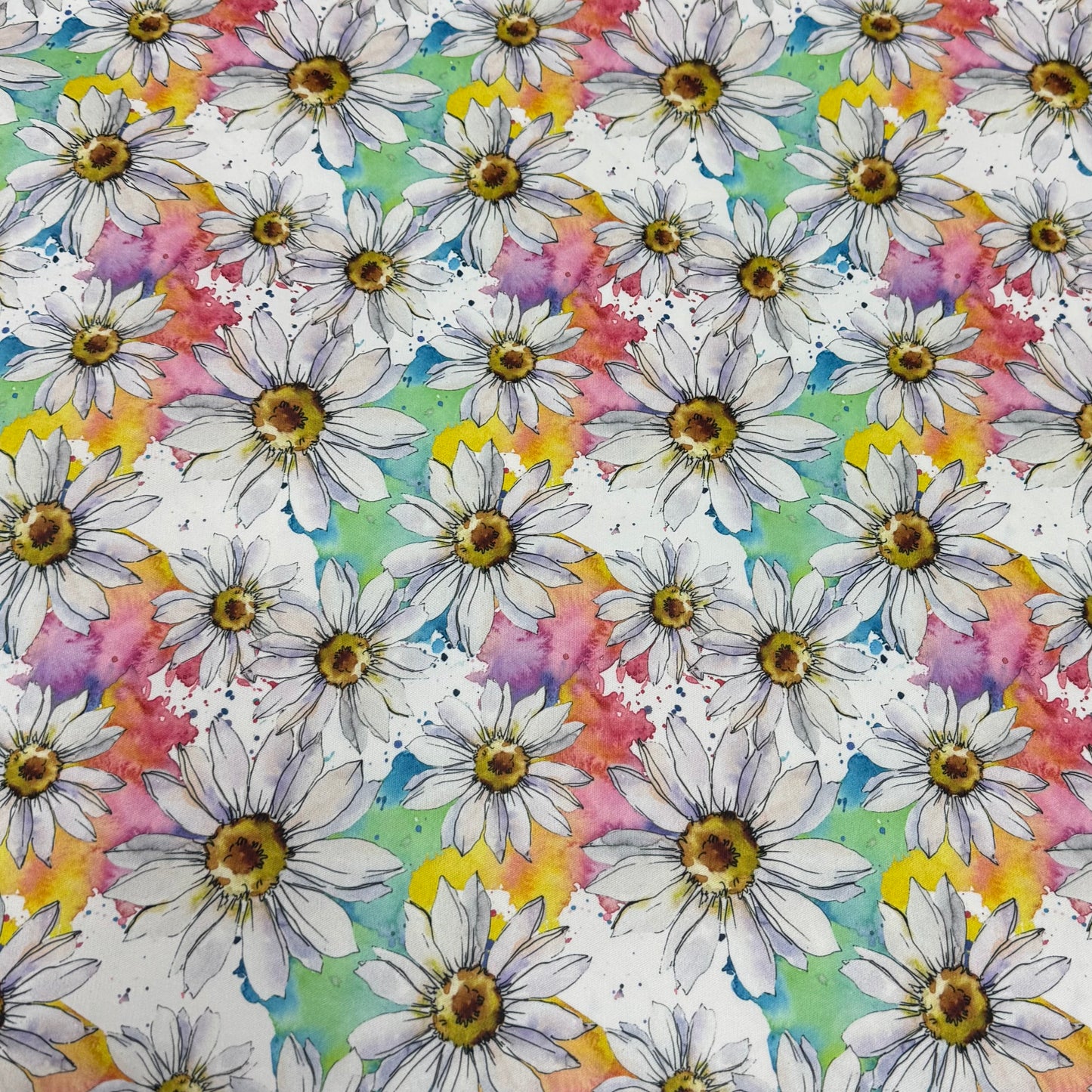 Watercolor Daisies 1 mil PUL Fabric - Made in the USA