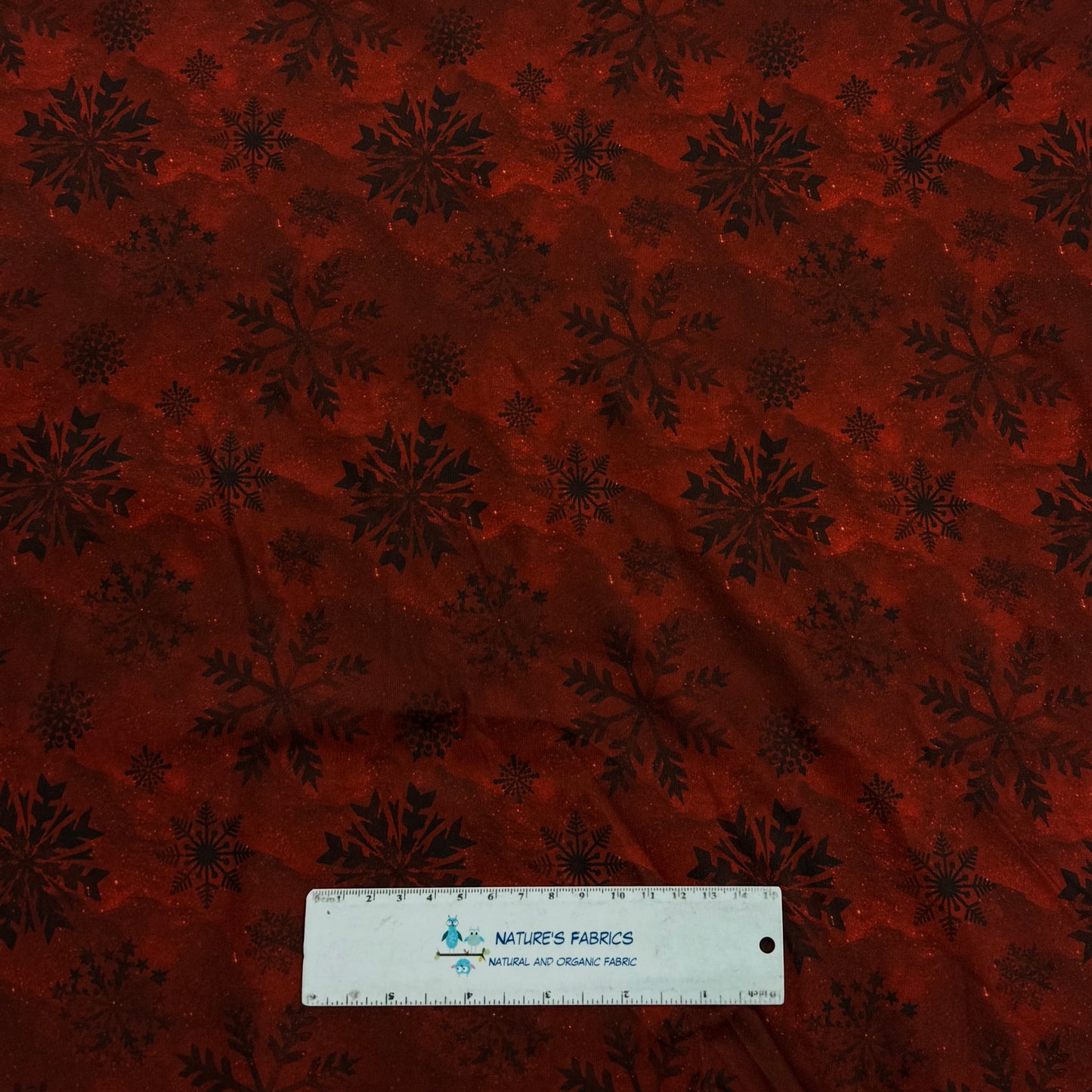 Dark Snowflakes on Red 1 mil PUL Fabric - Made in China- Seconds