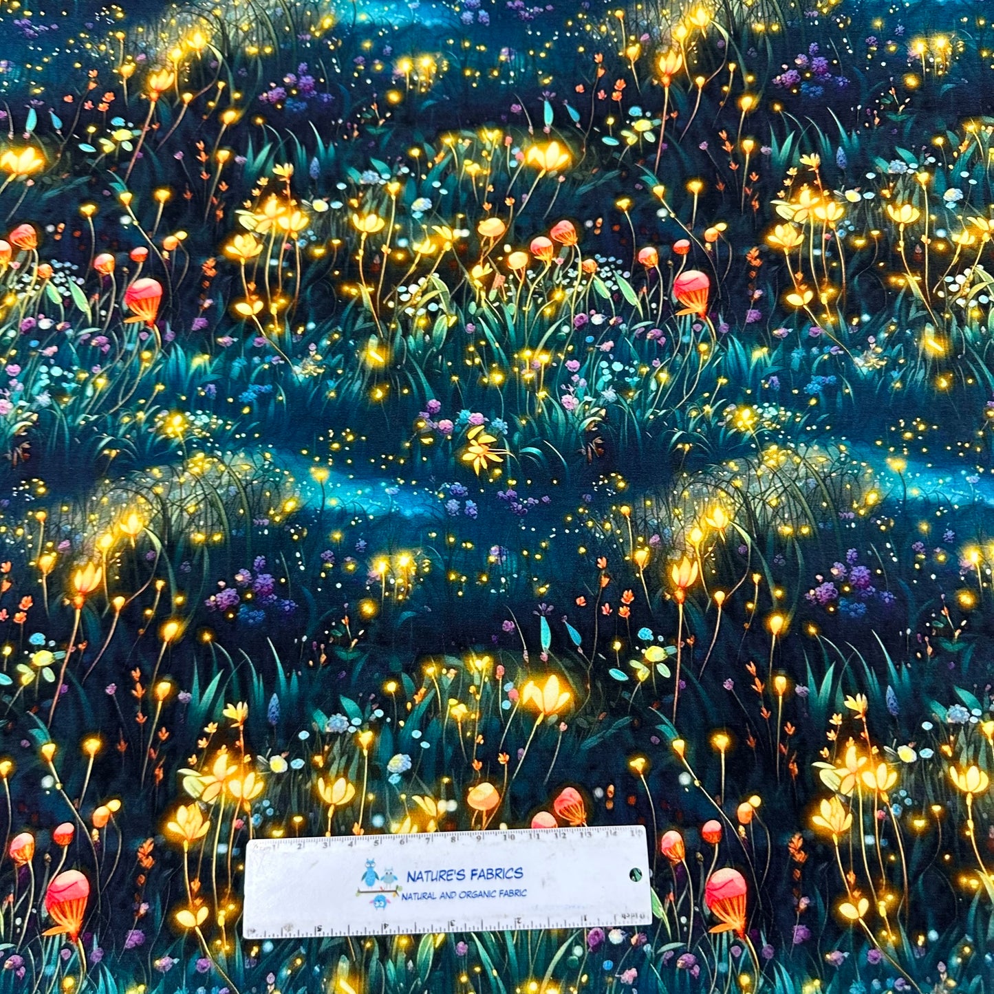 Firefly Meadow on Bamboo/Spandex Jersey Fabric