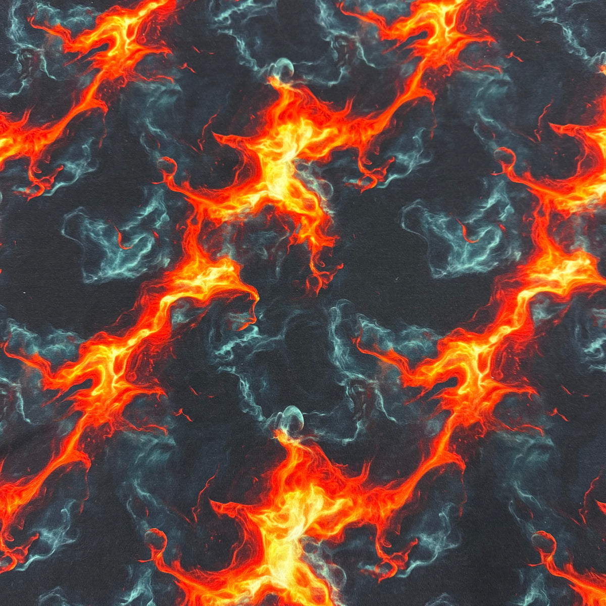 Orange and Black Smoke Bamboo/Spandex Jersey Fabric