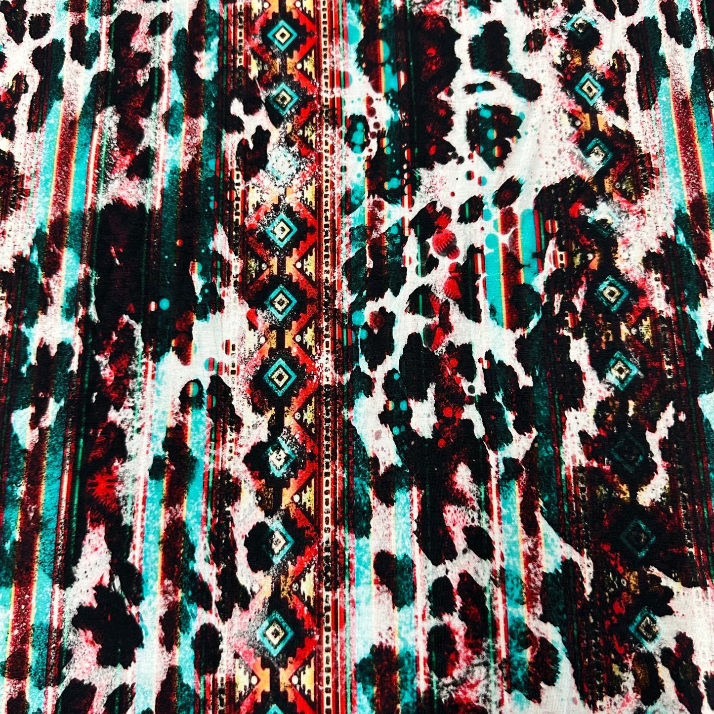 Cowhide Aztec on Bamboo/Spandex Jersey Fabric