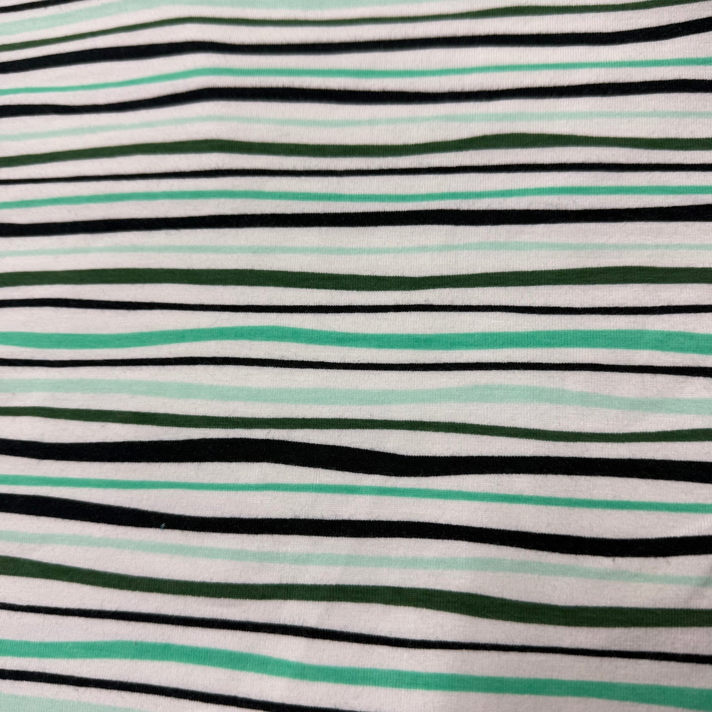 Green Shell Stripe on Cotton/Spandex Jersey Fabric