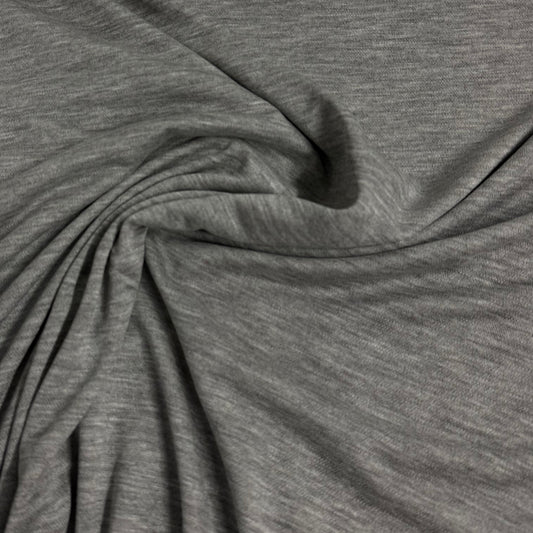 Gray Heather 100% Merino Wool Jersey Fabric - 150 GSM