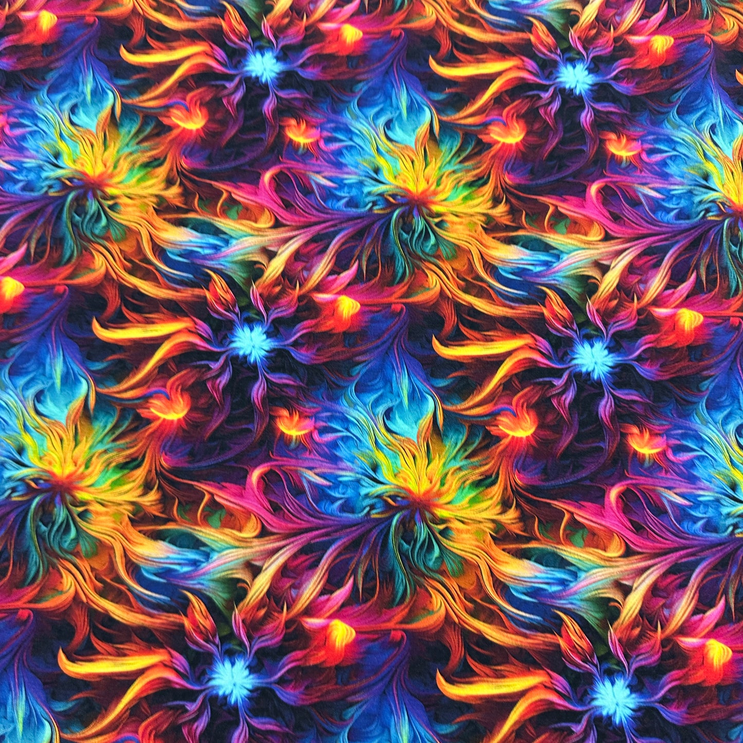 Psychedelic Brush Strokes on Bamboo/Spandex Jersey Fabric