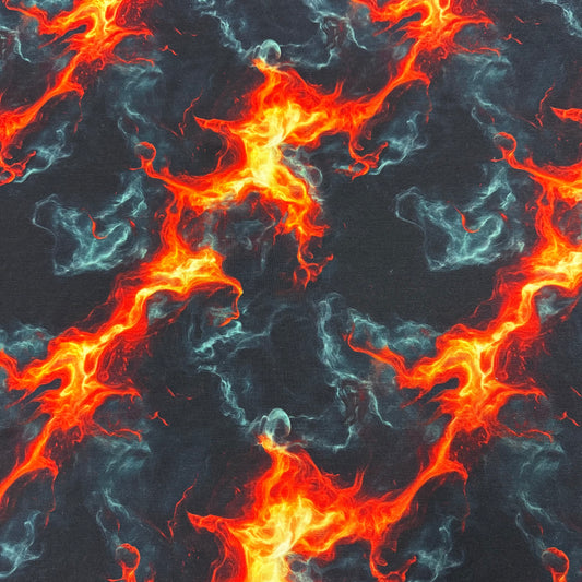 Orange and Black Smoke Bamboo/Spandex Jersey Fabric