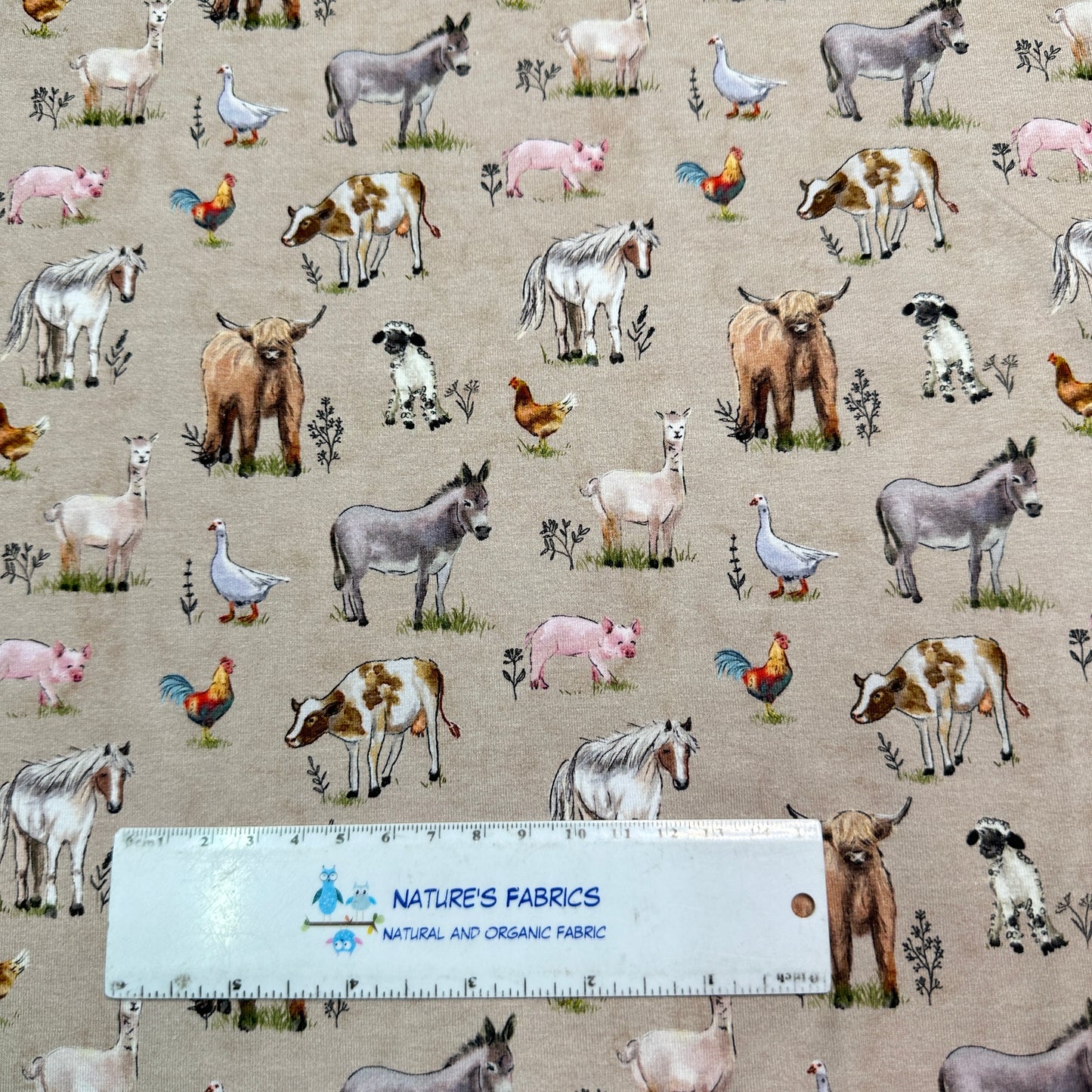 Down On The Farm on Bamboo/Spandex Jersey Fabric