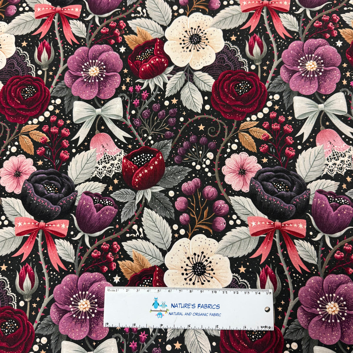 Dark Gothic Floral on Bamboo/Spandex Jersey Fabric