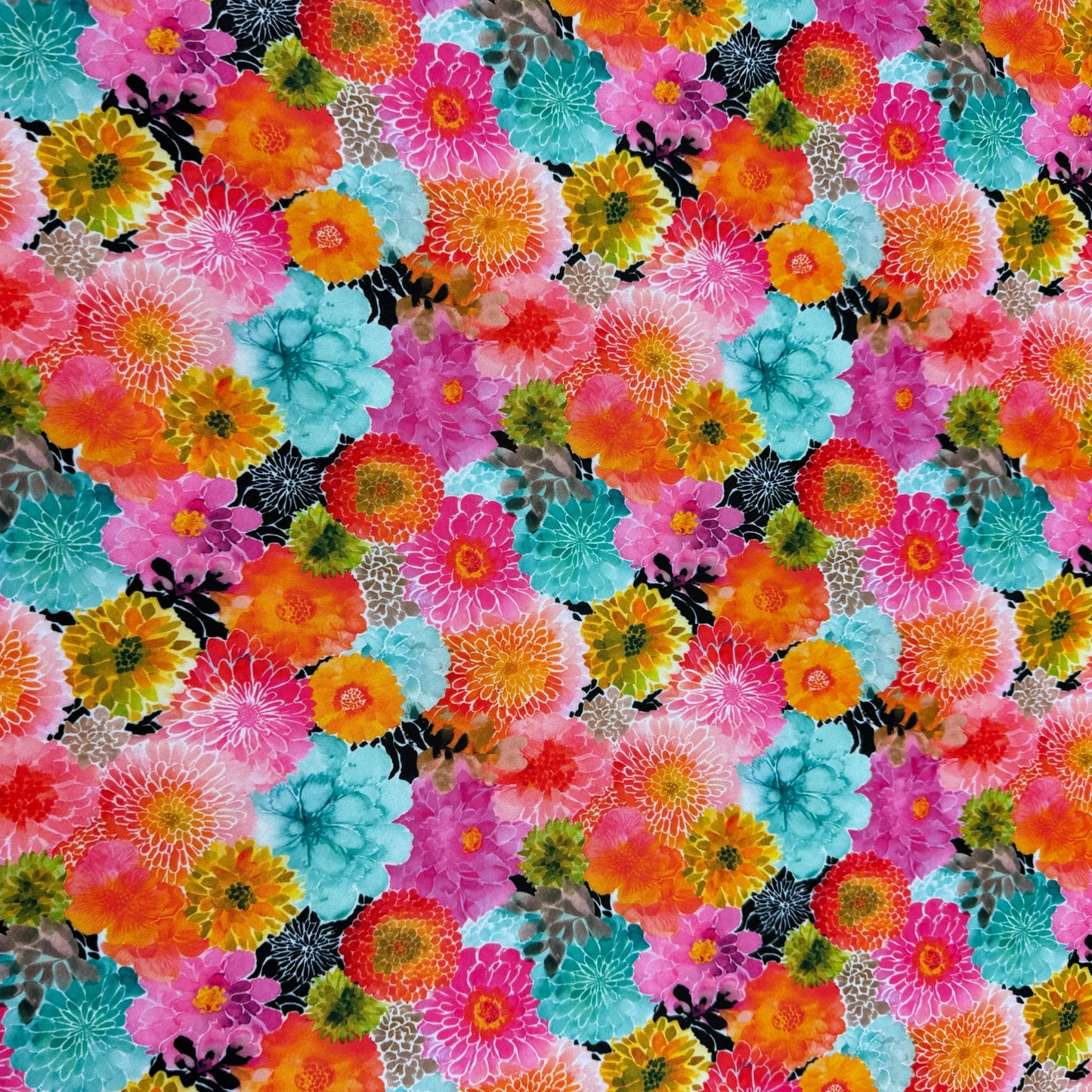 Vibrant Zinnias 1 mil PUL Fabric - Made in the USA