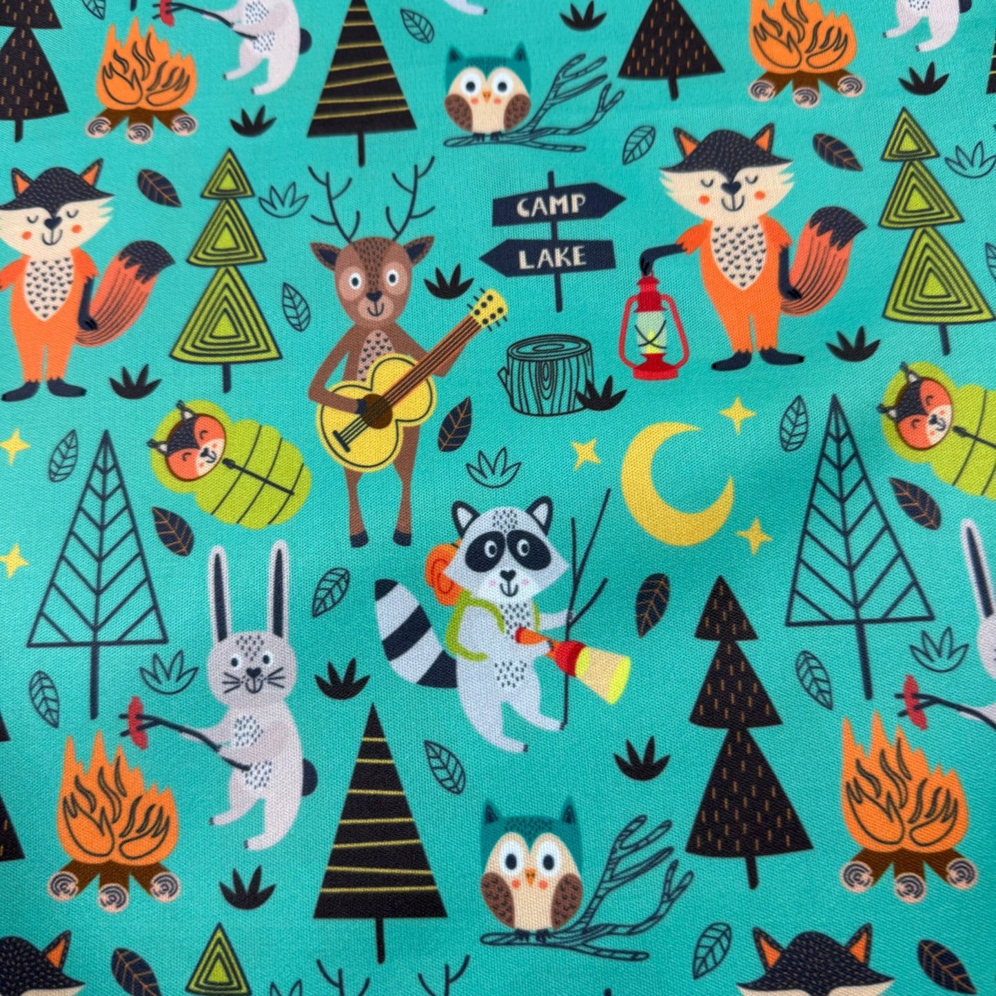 Campsite Animals on 1 mil PUL Fabric - Made in the USA