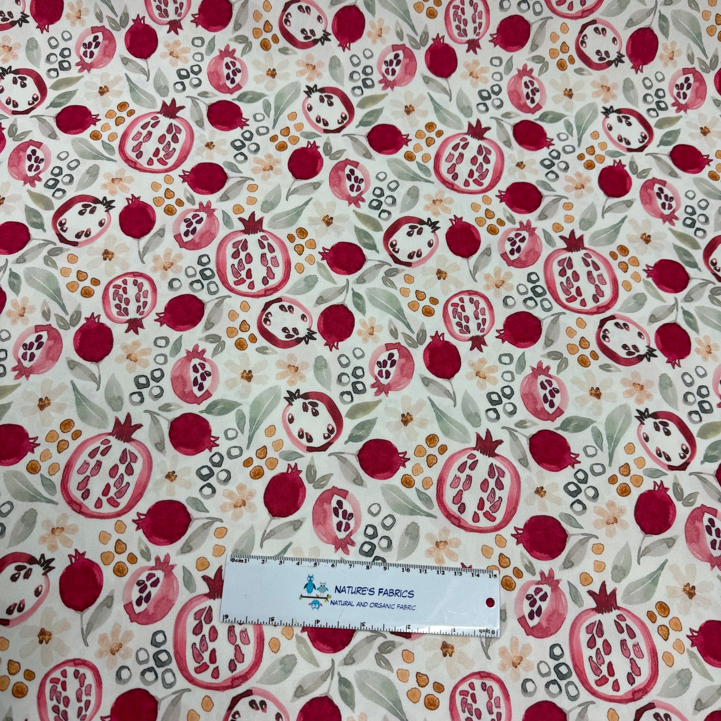 Painted Pomegranates on 1 mil PUL Fabric - Made in the USA