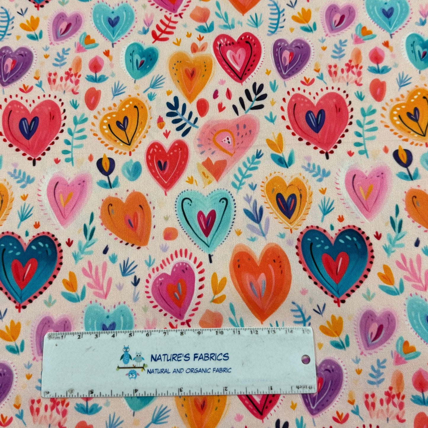 Folk Art Hearts 1 mil PUL Fabric - Made in the USA