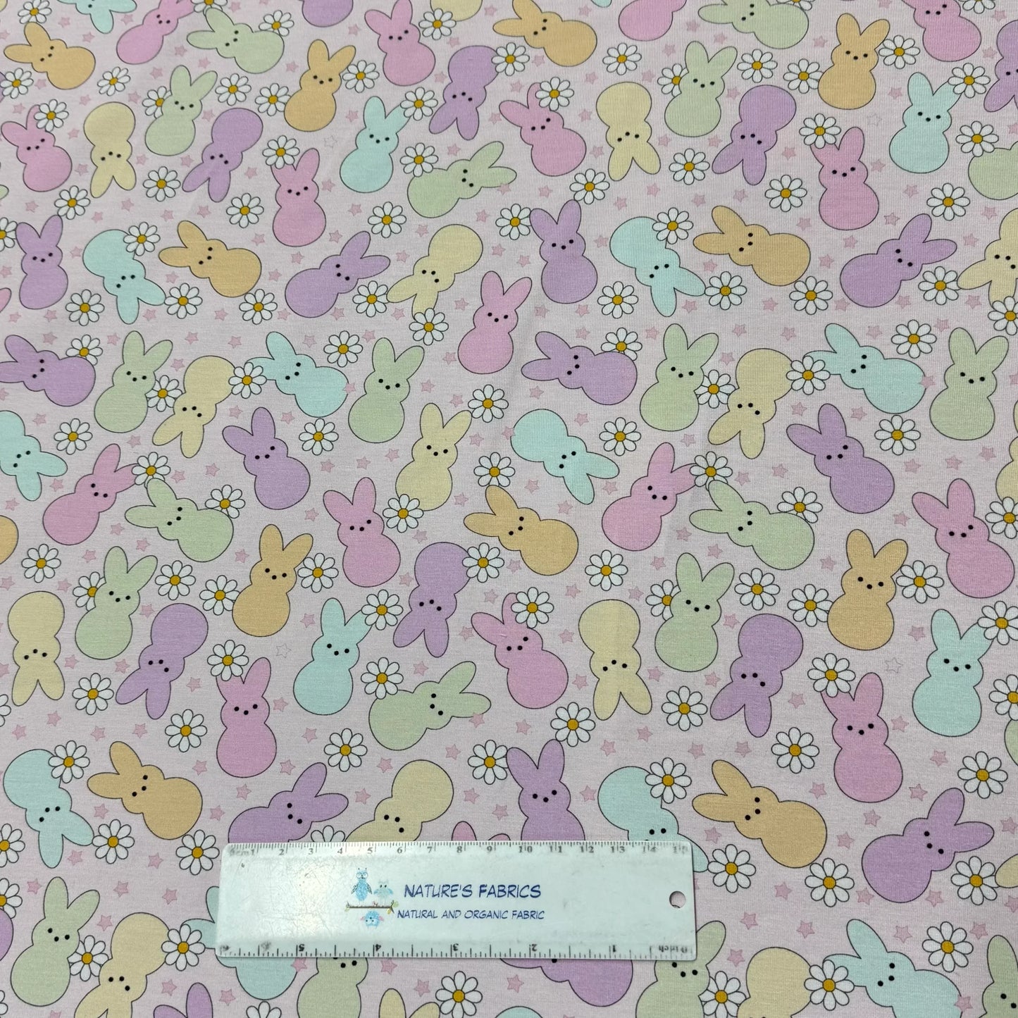 Easter Bunnies on Bamboo/Spandex Jersey Fabric