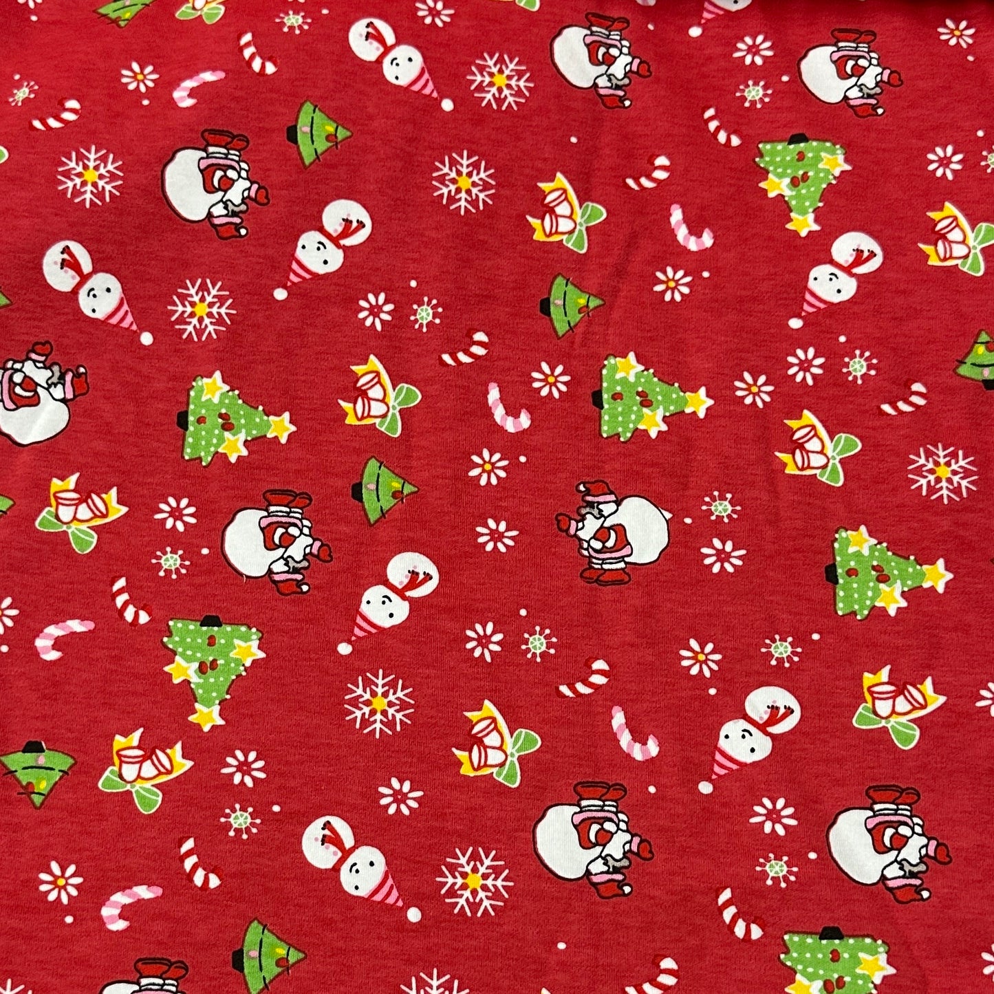 Santa on Red Cotton Interlock Fabric