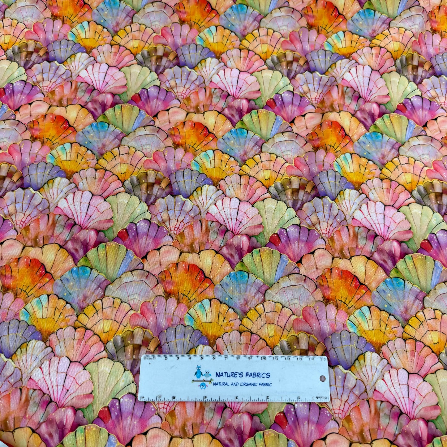 Iridescent Seashells on 1 mil PUL Fabric - Made in the USA
