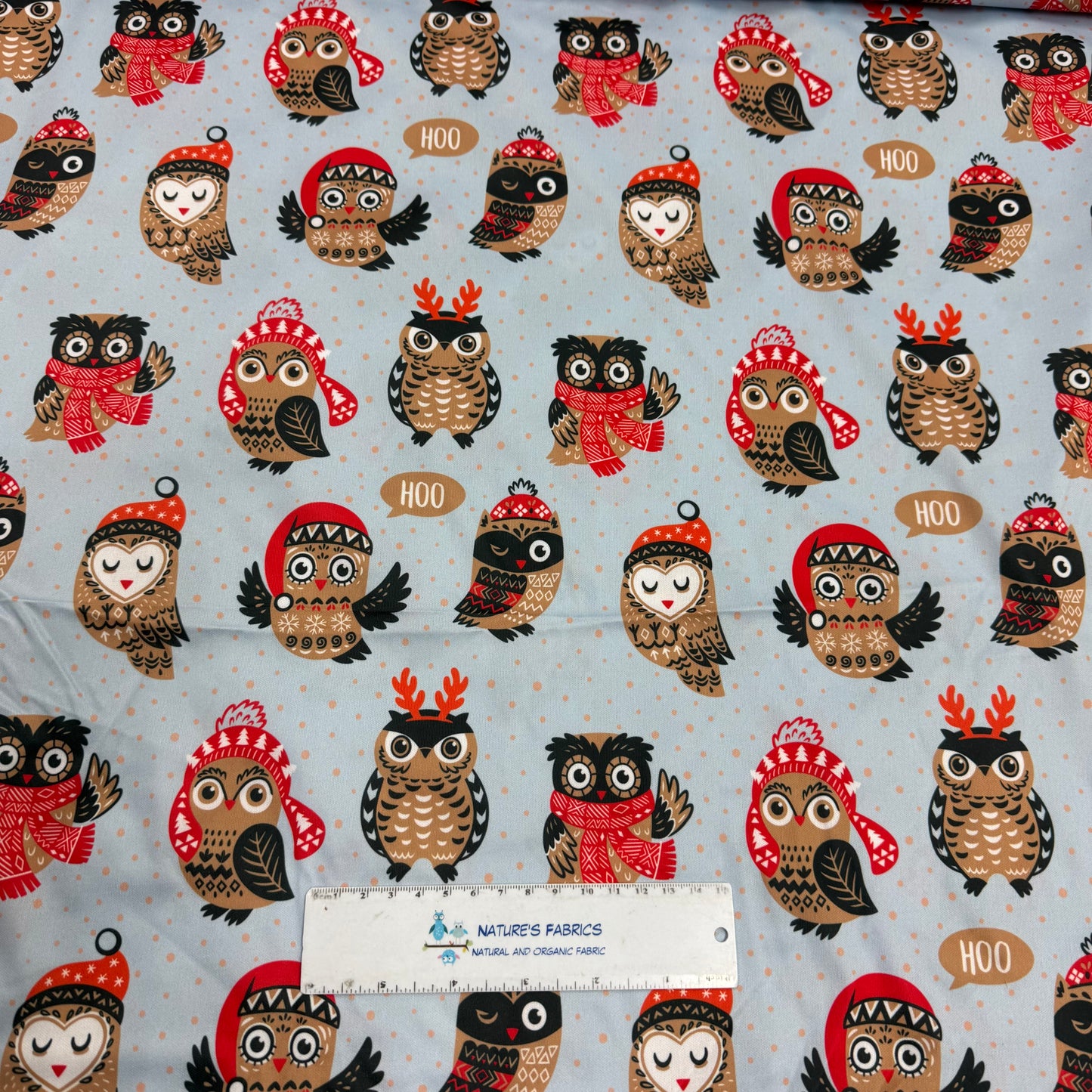 Winter Owls on 1 mil PUL Fabric - Made in China- Seconds