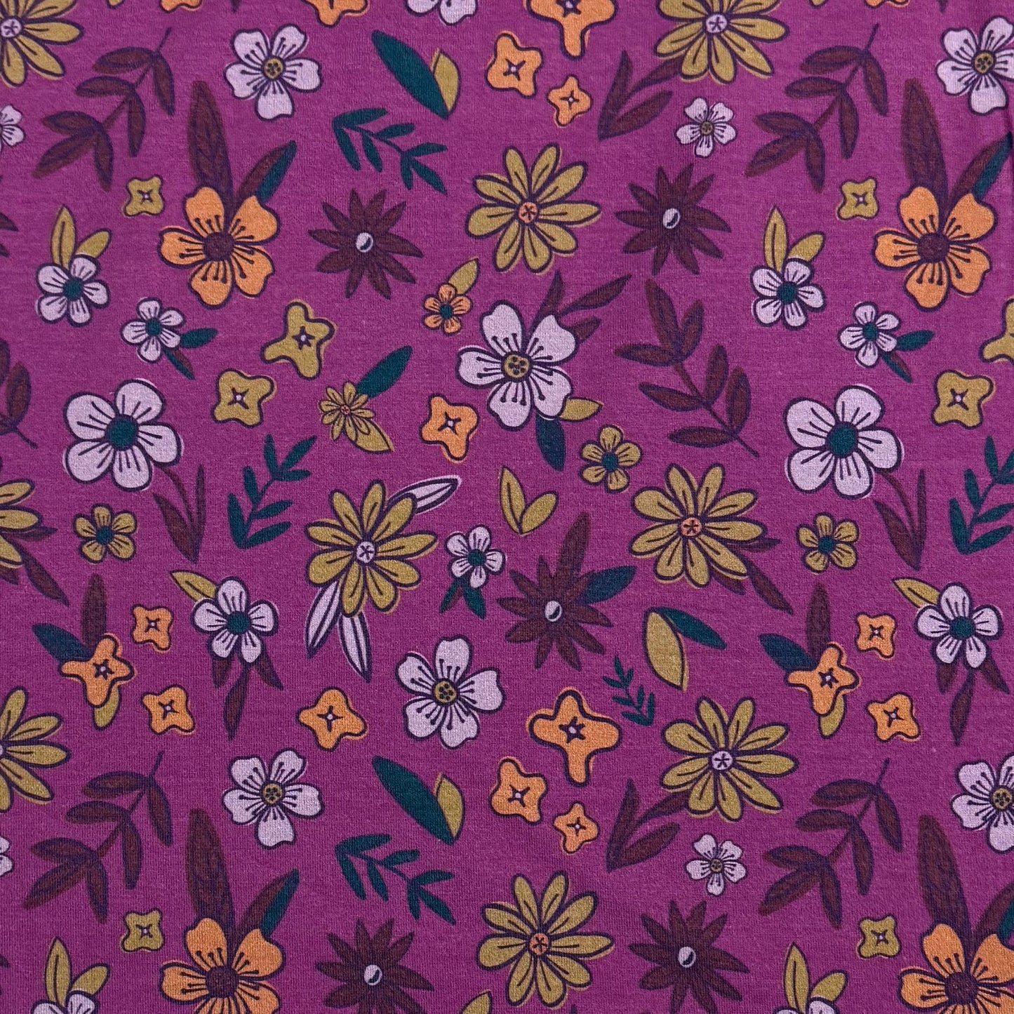 Lime Flowers on Rose Bamboo/Spandex Jersey Fabric - Printed in the USA