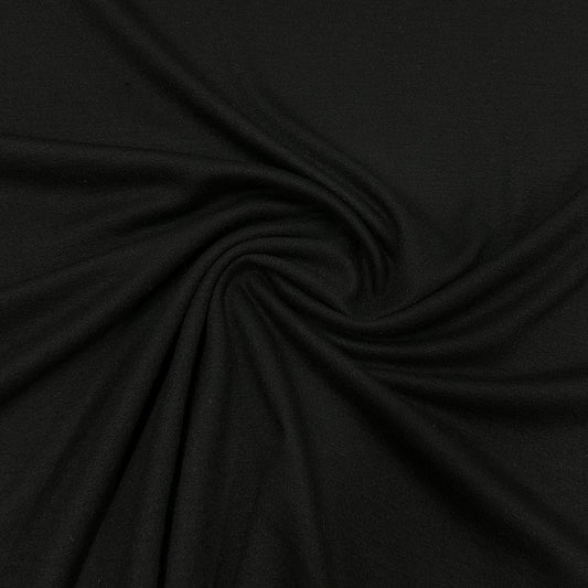 Black 100% Merino Wool Jersey Fabric - 190 GSM