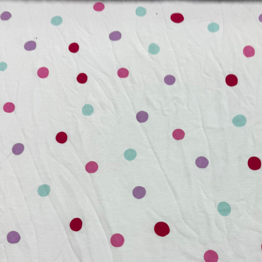 Pastel 3/8" Dots on White Bamboo/Spandex Jersey Fabric - 200 GSM