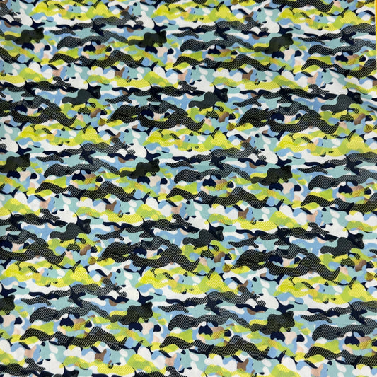 Aqua and Black Camo 1 mil PUL Fabric - Made in the USA