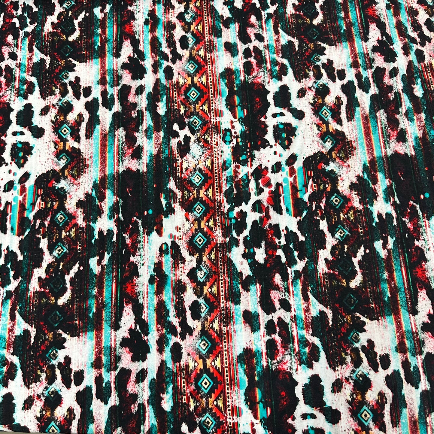 Cowhide Aztec on Bamboo/Spandex Jersey Fabric