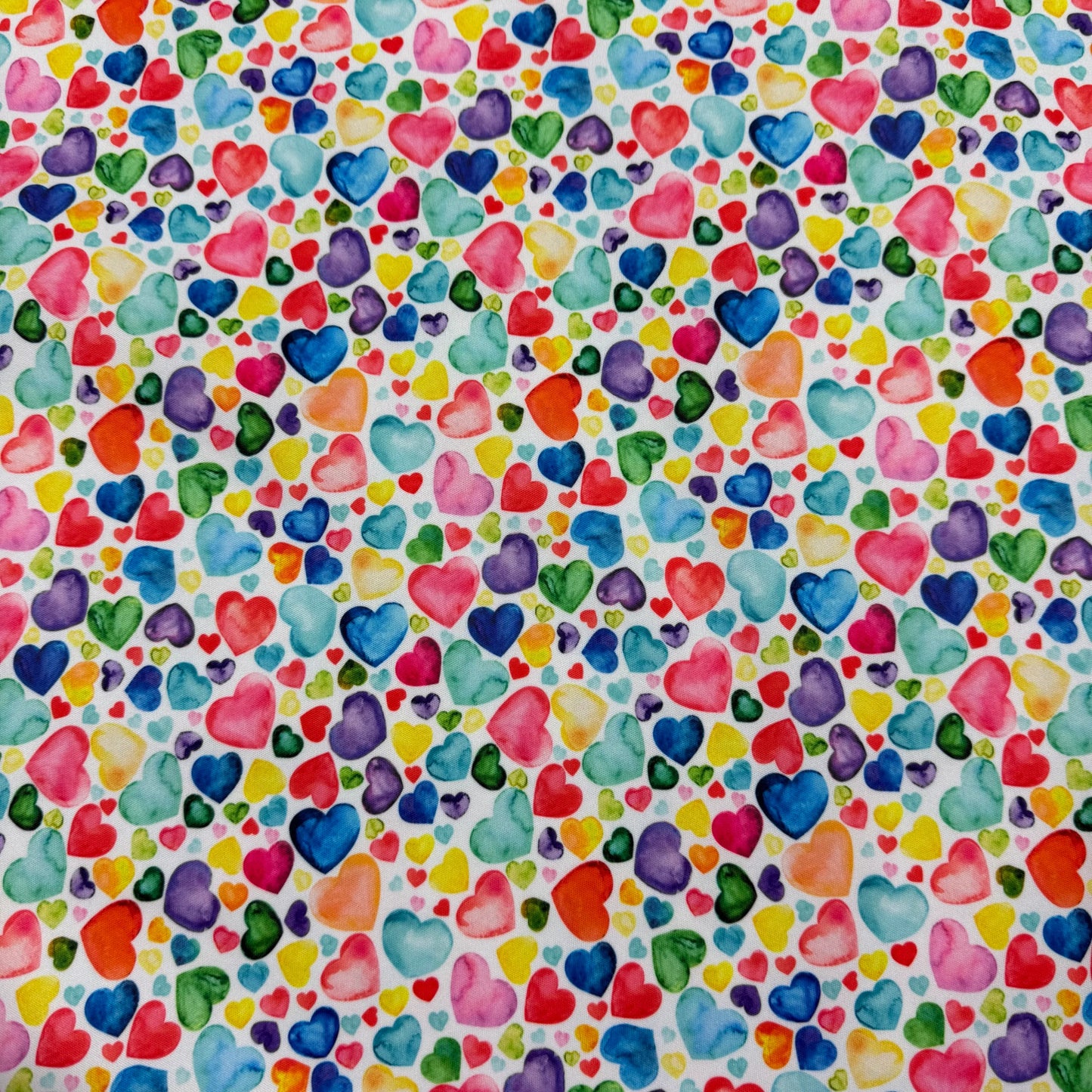 Rainbow Heart Toss 1 mil PUL Fabric - Made in the USA