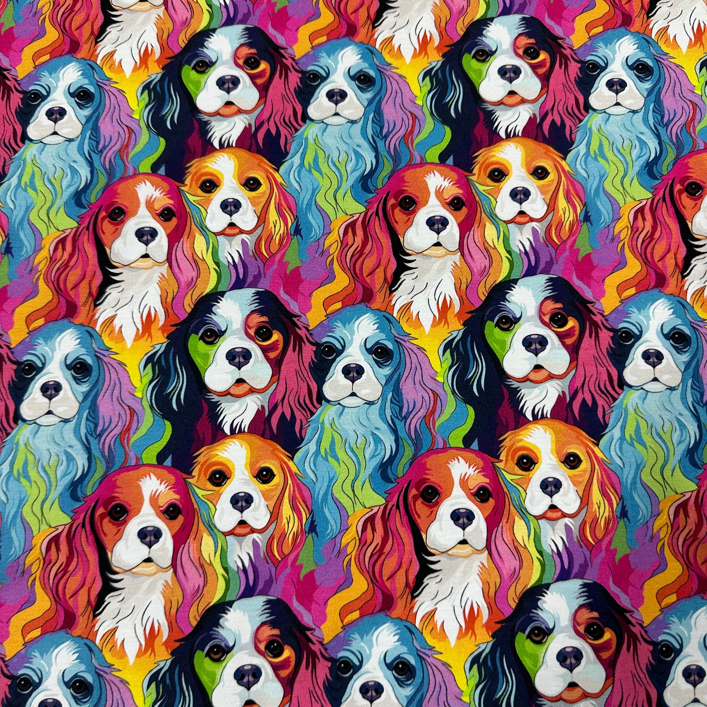 Rainbow Dogs on Bamboo/Spandex Jersey Fabric
