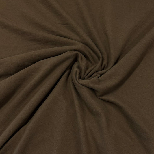 Coffee Medium Weight Organic Cotton French Terry Fabric - Grown in the USA
