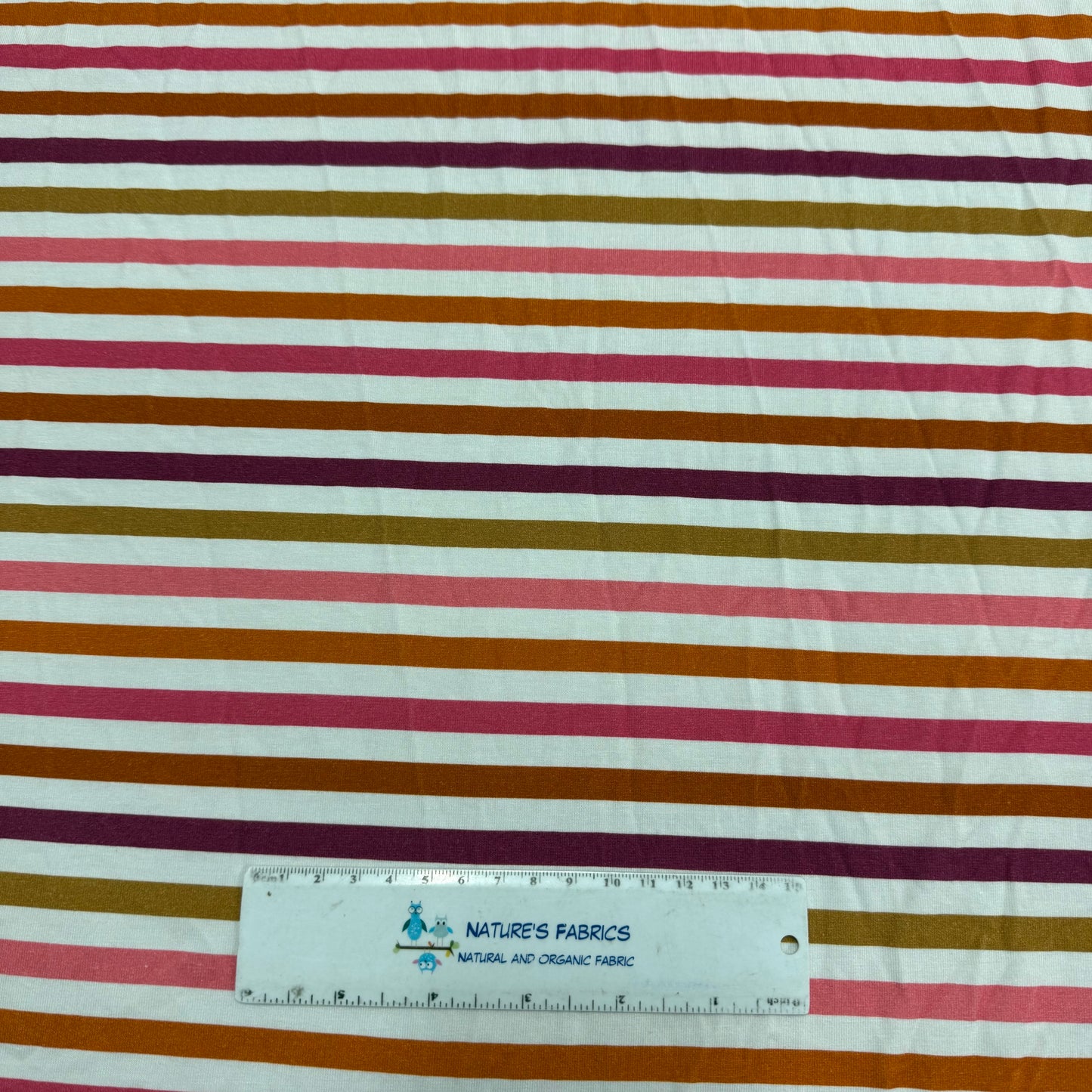 Rust and Burgundy 1/4" Stripes on Bamboo/Spandex Jersey Fabric - 200 GSM