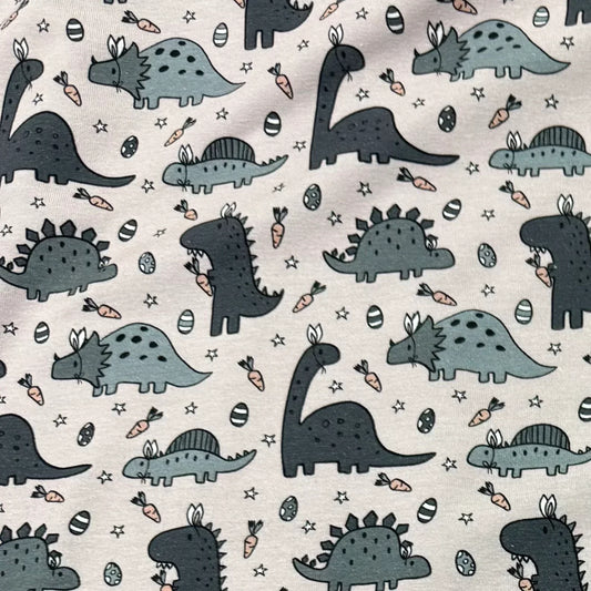 Easter Dinosaurs on Bamboo/Spandex Jersey Fabric