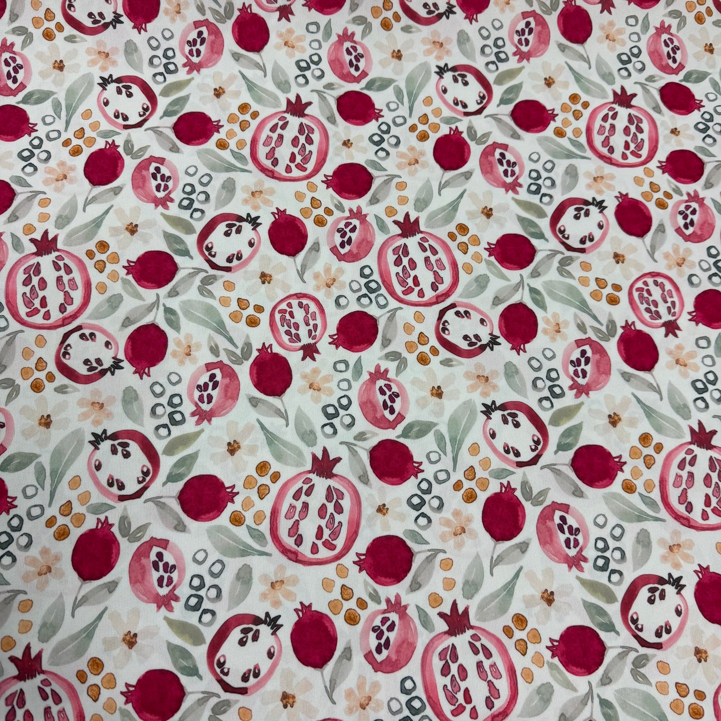 Painted Pomegranates on 1 mil PUL Fabric - Made in the USA