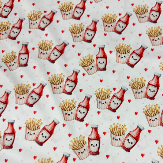 Fries and Ketchup in Love 1 mil PUL Fabric - Made in the USA