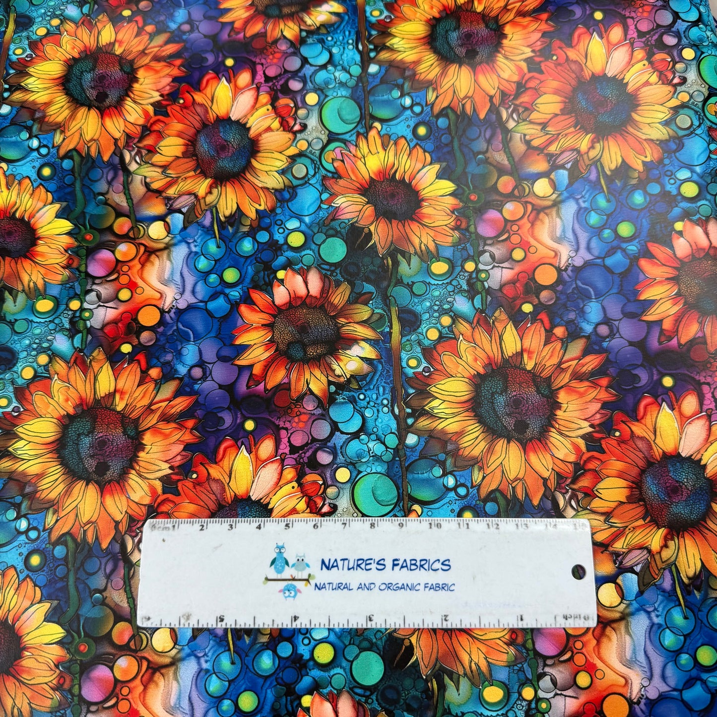 Sunflower Alcohol Ink on Smooth Vinyl Fabric