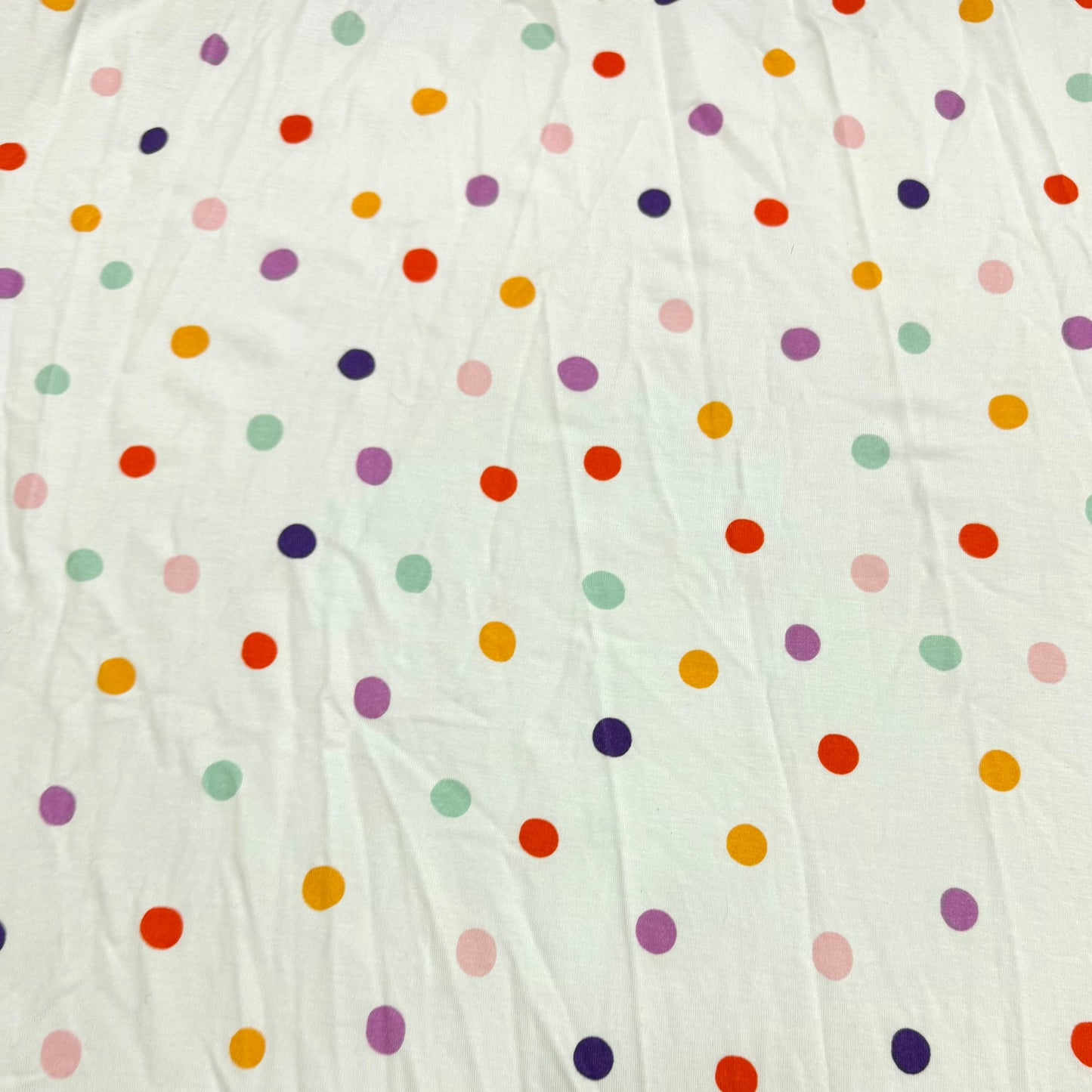 Bright 3/8" Dots on White Bamboo/Spandex Jersey Fabric - 200 GSM
