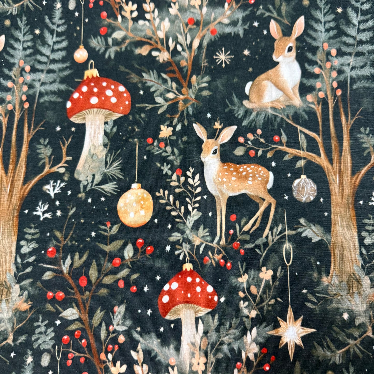 Whimsical Winter Forest on Bamboo/Spandex Jersey Fabric