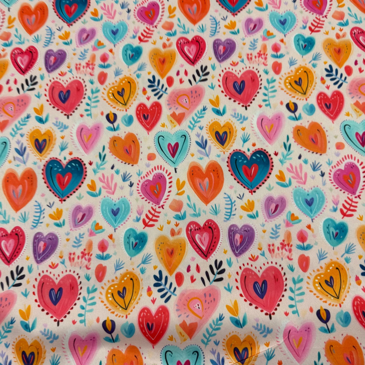 Folk Art Hearts 1 mil PUL Fabric - Made in the USA