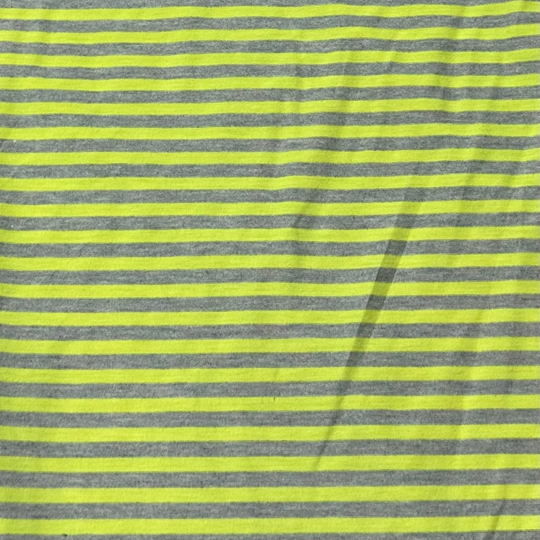 Neon Green and Gray Stripes on Polyester/Spandex Jersey Fabric