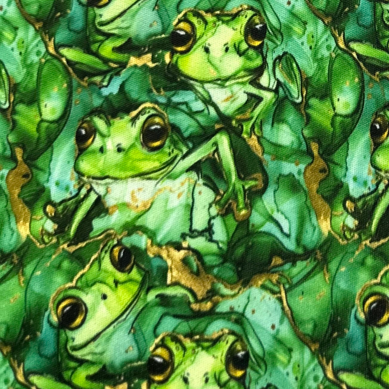 Green Tree Frogs Alcohol Ink 1 mil PUL Fabric - Made in the USA