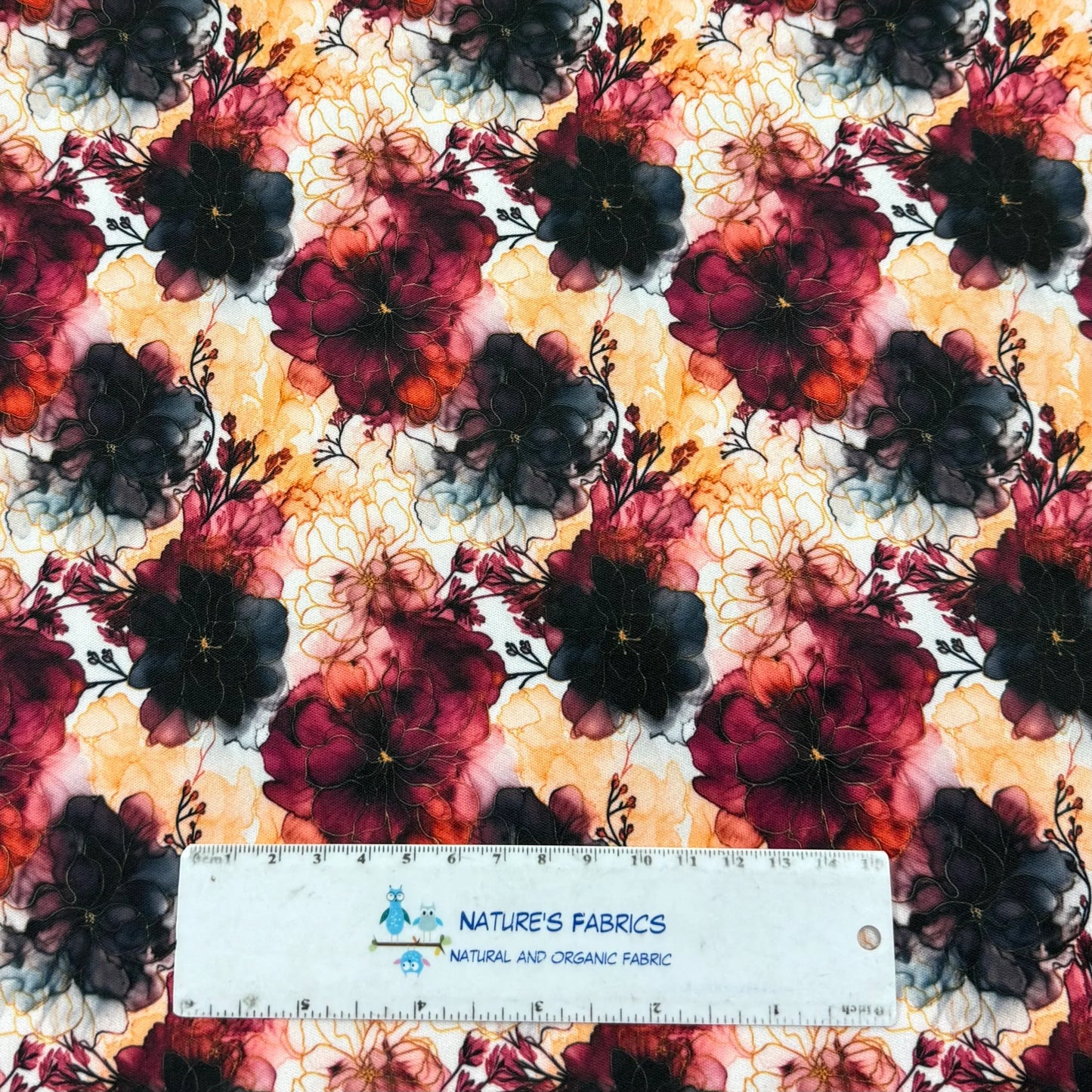 Autumn Watercolor Flowers 1 mil PUL Fabric - Made in the USA