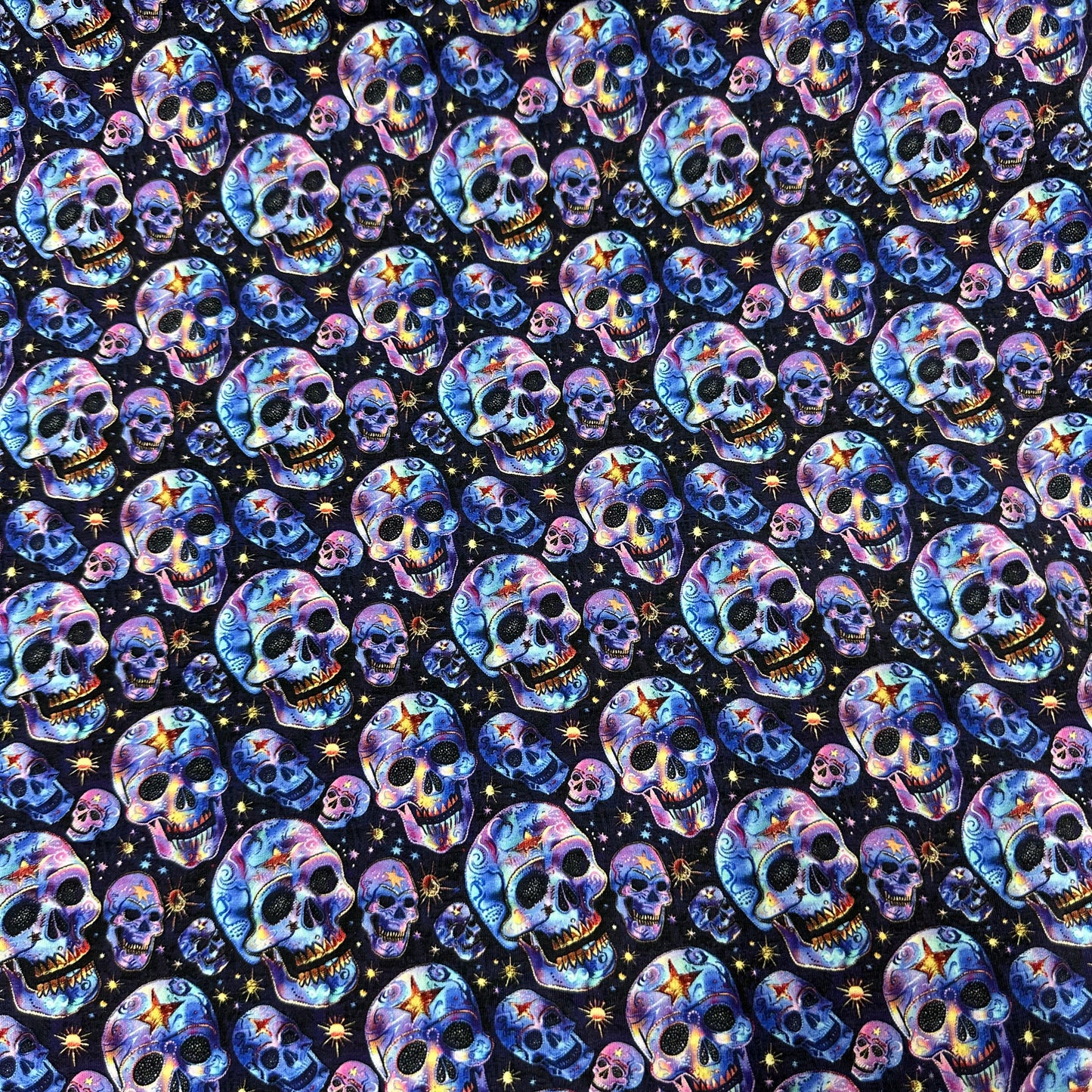 Iridescent Skulls on Bamboo/Spandex Jersey Fabric