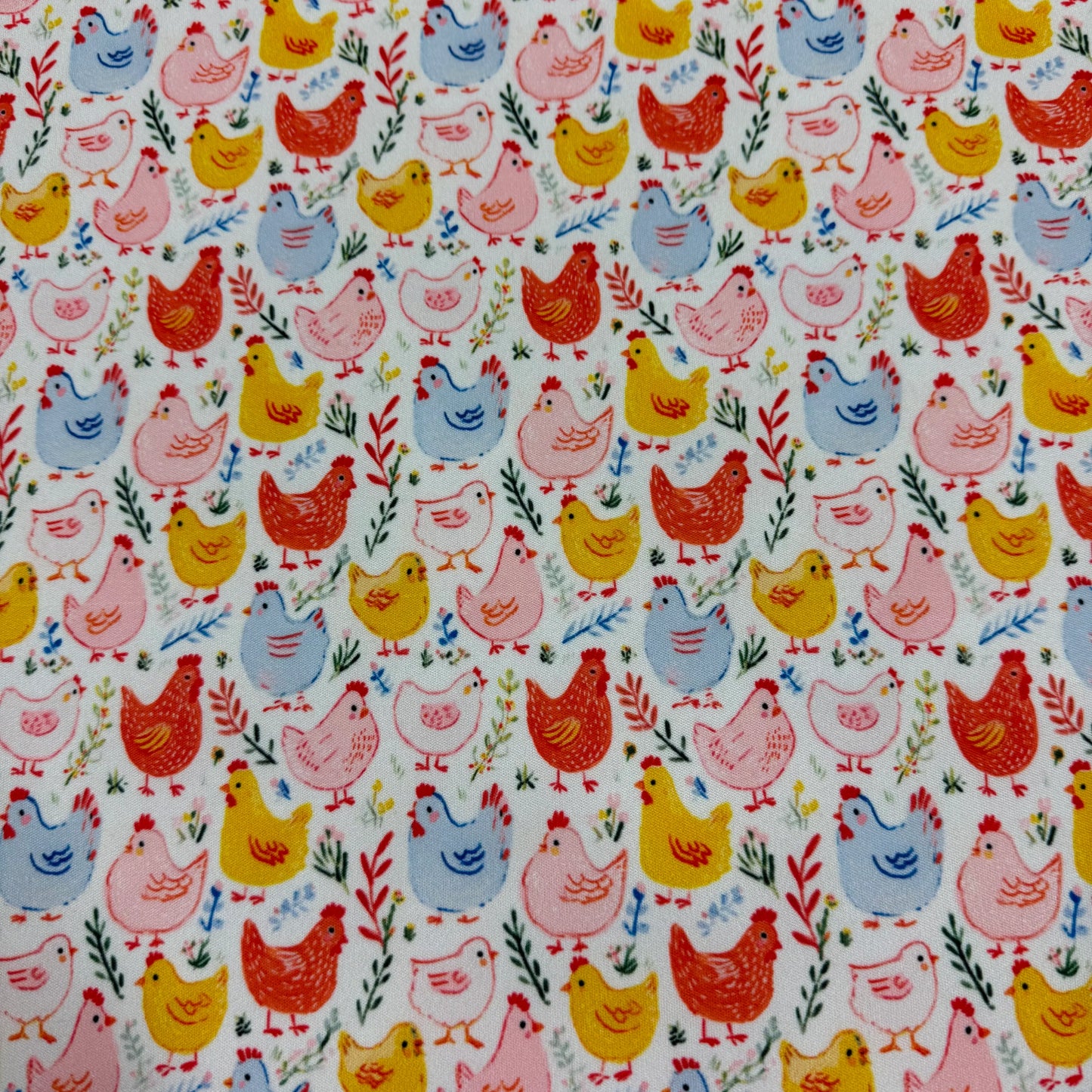 Pastel Chickens 1 mil PUL Fabric - Made in the USA