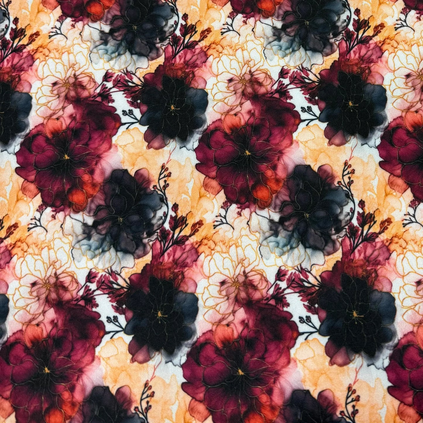 Autumn Watercolor Flowers 1 mil PUL Fabric - Made in the USA