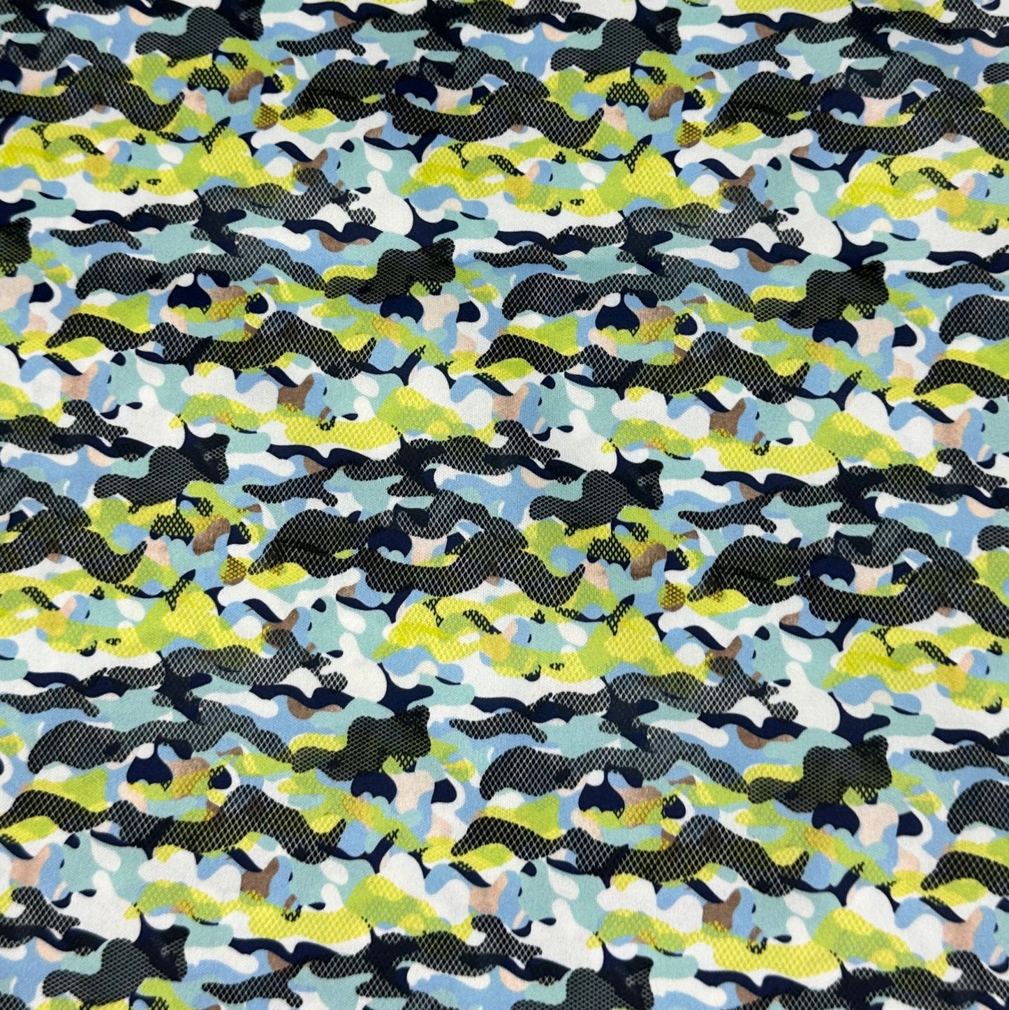 Aqua and Black Camo 1 mil PUL Fabric - Made in the USA