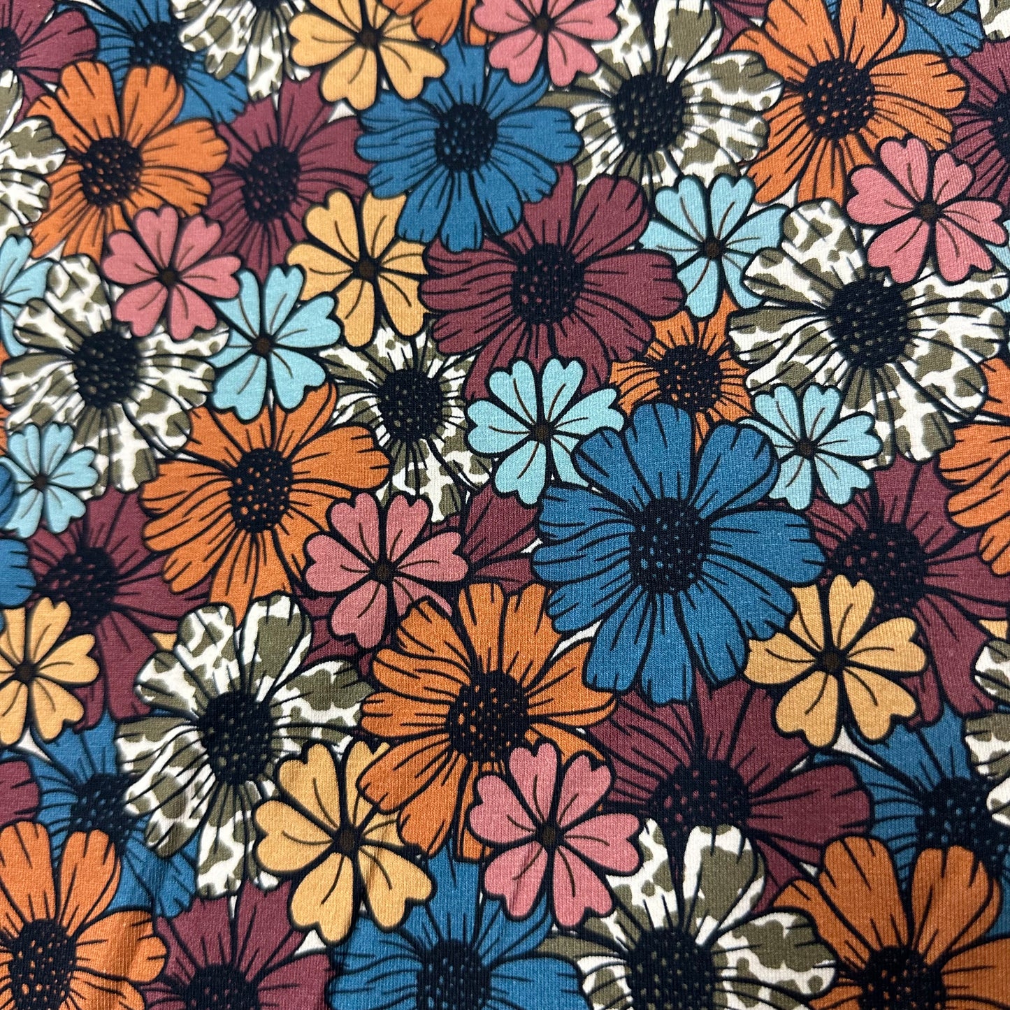 Cowgirl Daisies on Bamboo/Spandex Jersey Fabric