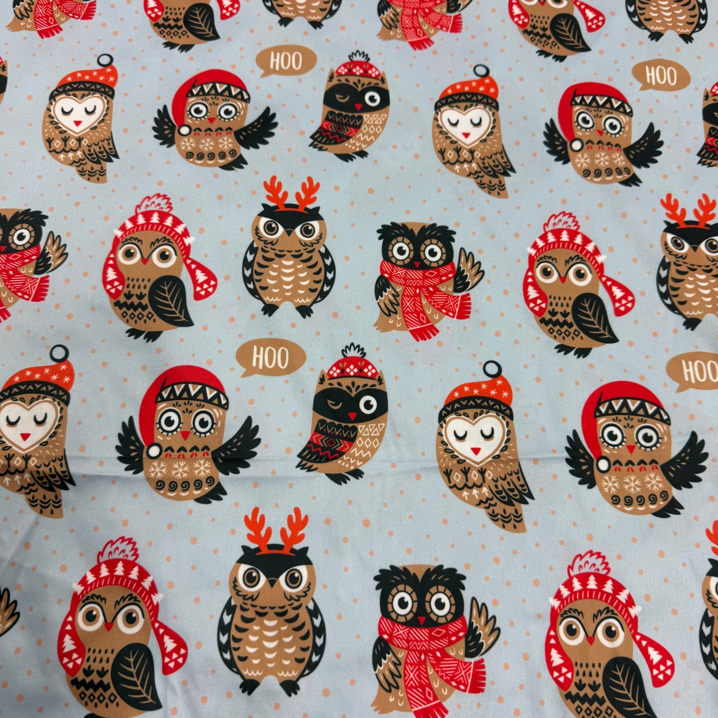 Winter Owls on 1 mil PUL Fabric - Made in China- Seconds